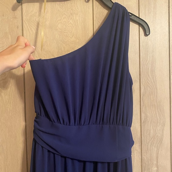 Lulus Looking Glass Women's Large One-Shoulder Maxi Dress Navy Blue - Picture 10 of 13